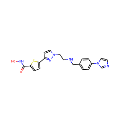O=C(NO)c1ccc(-c2ccn(CCNCc3ccc(-n4ccnc4)cc3)n2)s1 ZINC000040575639