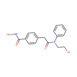 O=C(NO)c1ccc(CC(=O)N(CCO)c2ccccc2)cc1 ZINC000143186542