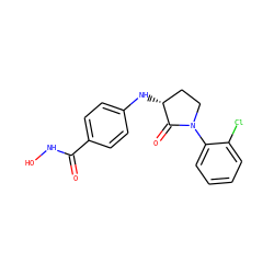 O=C(NO)c1ccc(N[C@@H]2CCN(c3ccccc3Cl)C2=O)cc1 ZINC000169231650