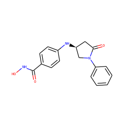 O=C(NO)c1ccc(N[C@H]2CC(=O)N(c3ccccc3)C2)cc1 ZINC000169281377