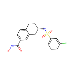 O=C(NO)c1ccc2c(c1)C[C@@H](NS(=O)(=O)c1cccc(Cl)c1)CC2 ZINC000113845584