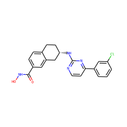 O=C(NO)c1ccc2c(c1)C[C@@H](Nc1nccc(-c3cccc(Cl)c3)n1)CC2 ZINC000113843321