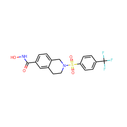 O=C(NO)c1ccc2c(c1)CCN(S(=O)(=O)c1ccc(C(F)(F)F)cc1)C2 ZINC000096933603