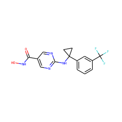 O=C(NO)c1cnc(NC2(c3cccc(C(F)(F)F)c3)CC2)nc1 ZINC000166623926
