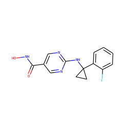 O=C(NO)c1cnc(NC2(c3ccccc3F)CC2)nc1 ZINC000166622520