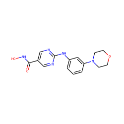 O=C(NO)c1cnc(Nc2cccc(N3CCOCC3)c2)nc1 ZINC000166675633