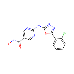 O=C(NO)c1cnc(Nc2nnc(-c3ccccc3Cl)o2)nc1 ZINC000072122910
