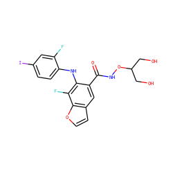 O=C(NOC(CO)CO)c1cc2ccoc2c(F)c1Nc1ccc(I)cc1F ZINC001772572863