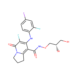 O=C(NOC[C@@H](O)CO)c1c(Nc2ccc(I)cc2F)c(F)c(=O)n2c1CCC2 ZINC000084616146