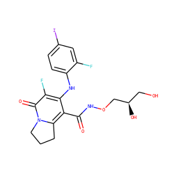 O=C(NOC[C@H](O)CO)c1c(Nc2ccc(I)cc2F)c(F)c(=O)n2c1CCC2 ZINC000043205682