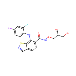 O=C(NOC[C@H](O)CO)c1ccc2cnsc2c1Nc1ccc(I)cc1F ZINC000068197691