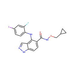 O=C(NOCC1CC1)c1ccc2[nH]ncc2c1Nc1ccc(I)cc1F ZINC000084738971