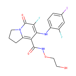 O=C(NOCCO)c1c(Nc2ccc(I)cc2F)c(F)c(=O)n2c1CCC2 ZINC000043205683