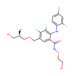 O=C(NOCCO)c1cc(COC[C@H](O)CO)c(F)c(F)c1Nc1ccc(I)cc1F ZINC000096175808