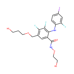 O=C(NOCCO)c1cc(COCCCO)c(F)c(F)c1Nc1ccc(I)cc1F ZINC000096175807