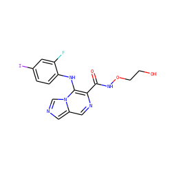 O=C(NOCCO)c1ncc2cncn2c1Nc1ccc(I)cc1F ZINC000116674350