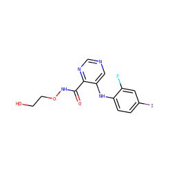 O=C(NOCCO)c1ncncc1Nc1ccc(I)cc1F ZINC000169337214