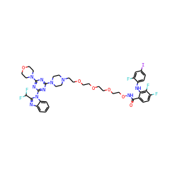 O=C(NOCCOCCOCCOCCN1CCN(c2nc(N3CCOCC3)nc(-n3c(C(F)F)nc4ccccc43)n2)CC1)c1ccc(F)c(F)c1Nc1ccc(I)cc1F ZINC000653899305