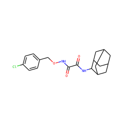O=C(NOCc1ccc(Cl)cc1)C(=O)NC1C2CC3CC(C2)CC1C3 ZINC000103236702