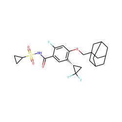 O=C(NS(=O)(=O)C1CC1)c1cc([C@@H]2CC2(F)F)c(OCC23CC4CC(CC(C4)C2)C3)cc1F ZINC000216250995