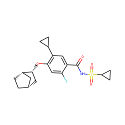 O=C(NS(=O)(=O)C1CC1)c1cc(C2CC2)c(O[C@@H]2C[C@@H]3CC[C@H]2C3)cc1F ZINC000216250557