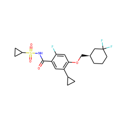 O=C(NS(=O)(=O)C1CC1)c1cc(C2CC2)c(OC[C@@H]2CCCC(F)(F)C2)cc1F ZINC000261106218