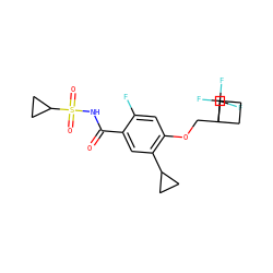 O=C(NS(=O)(=O)C1CC1)c1cc(C2CC2)c(OCC2(C(F)(F)F)CCC2)cc1F ZINC000261160930