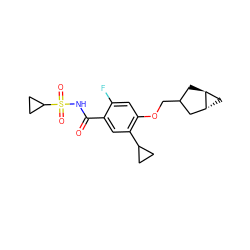 O=C(NS(=O)(=O)C1CC1)c1cc(C2CC2)c(OCC2C[C@H]3C[C@@H]3C2)cc1F ZINC000261098771