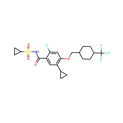 O=C(NS(=O)(=O)C1CC1)c1cc(C2CC2)c(OCC2CCC(C(F)(F)F)CC2)cc1F ZINC000216246889