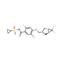 O=C(NS(=O)(=O)C1CC1)c1cc(Cl)c(OCC2C[C@H]3[C@H](C2)C3(F)F)cc1F ZINC000261187568