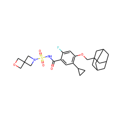 O=C(NS(=O)(=O)N1CC2(COC2)C1)c1cc(C2CC2)c(OCC23CC4CC(CC(C4)C2)C3)cc1F ZINC000261190793