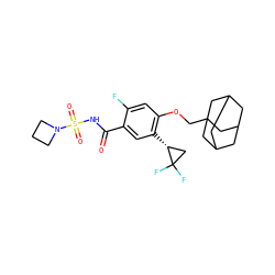 O=C(NS(=O)(=O)N1CCC1)c1cc([C@@H]2CC2(F)F)c(OCC23CC4CC(CC(C4)C2)C3)cc1F ZINC000216251116