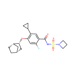 O=C(NS(=O)(=O)N1CCC1)c1cc(C2CC2)c(O[C@@H]2C[C@@H]3CC[C@H]2C3)cc1F ZINC000216250492
