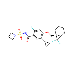 O=C(NS(=O)(=O)N1CCC1)c1cc(C2CC2)c(OC[C@@]23CCCC[C@@H]2C3(F)F)cc1F ZINC000216263865