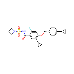 O=C(NS(=O)(=O)N1CCC1)c1cc(C2CC2)c(OC[C@H]2CC=C(C3CC3)CC2)cc1F ZINC000225215807