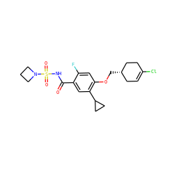 O=C(NS(=O)(=O)N1CCC1)c1cc(C2CC2)c(OC[C@H]2CC=C(Cl)CC2)cc1F ZINC000225251036