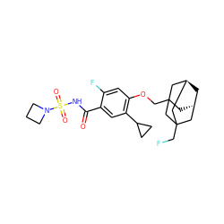 O=C(NS(=O)(=O)N1CCC1)c1cc(C2CC2)c(OCC23C[C@H]4C[C@@H](CC(CF)(C4)C2)C3)cc1F ZINC000261126434