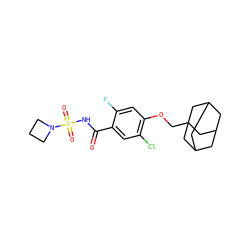 O=C(NS(=O)(=O)N1CCC1)c1cc(Cl)c(OCC23CC4CC(CC(C4)C2)C3)cc1F ZINC000225248843