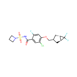 O=C(NS(=O)(=O)N1CCC1)c1cc(Cl)c(OCC2C[C@H]3[C@H](C2)C3(F)F)cc1F ZINC000261098778