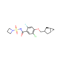 O=C(NS(=O)(=O)N1CCC1)c1cc(Cl)c(OCC2C[C@H]3C[C@@H]3C2)cc1F ZINC000261093183