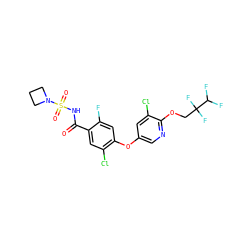O=C(NS(=O)(=O)N1CCC1)c1cc(Cl)c(Oc2cnc(OCC(F)(F)C(F)F)c(Cl)c2)cc1F ZINC000222639342