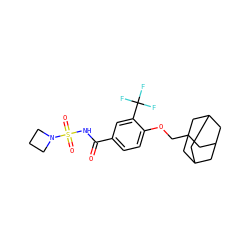 O=C(NS(=O)(=O)N1CCC1)c1ccc(OCC23CC4CC(CC(C4)C2)C3)c(C(F)(F)F)c1 ZINC000216202352