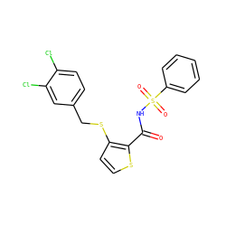 O=C(NS(=O)(=O)c1ccccc1)c1sccc1SCc1ccc(Cl)c(Cl)c1 ZINC000073129471