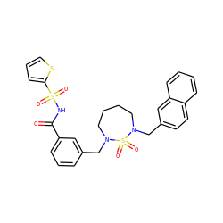 O=C(NS(=O)(=O)c1cccs1)c1cccc(CN2CCCCN(Cc3ccc4ccccc4c3)S2(=O)=O)c1 ZINC000049680088