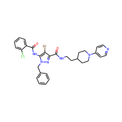 O=C(Nc1c(Br)c(C(=O)NCCC2CCN(c3ccncc3)CC2)nn1Cc1ccccc1)c1ccccc1Cl ZINC000028711999