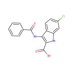 O=C(Nc1c(C(=O)O)[nH]c2cc(Cl)ccc12)c1ccccc1 ZINC000027521414
