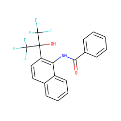 O=C(Nc1c(C(O)(C(F)(F)F)C(F)(F)F)ccc2ccccc12)c1ccccc1 ZINC000013489804