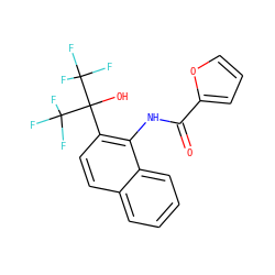 O=C(Nc1c(C(O)(C(F)(F)F)C(F)(F)F)ccc2ccccc12)c1ccco1 ZINC000013489823