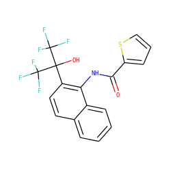 O=C(Nc1c(C(O)(C(F)(F)F)C(F)(F)F)ccc2ccccc12)c1cccs1 ZINC000013489827