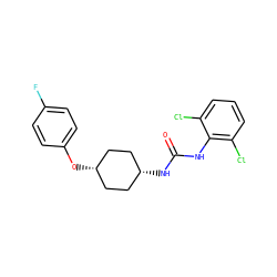 O=C(Nc1c(Cl)cccc1Cl)N[C@H]1CC[C@@H](Oc2ccc(F)cc2)CC1 ZINC000261121395